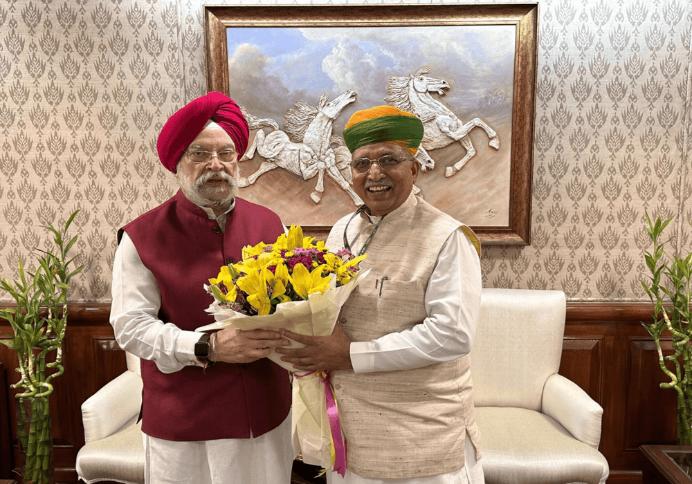 Received my friend, senior party leader & colleague in the Council of Ministers, Sh Arjunram Meghwal Ji in my office today.   Congratulated him on his election as Member of Parliament from Bikaner & on assuming charge as Union Minister of State (I/C) for 