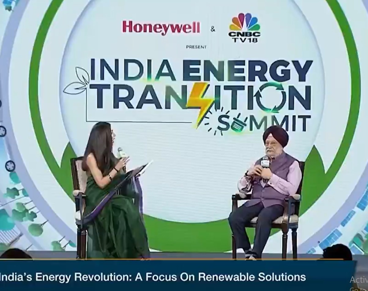 At the India Energy Transition Summit addressing the gathering on India's energy transition journey.